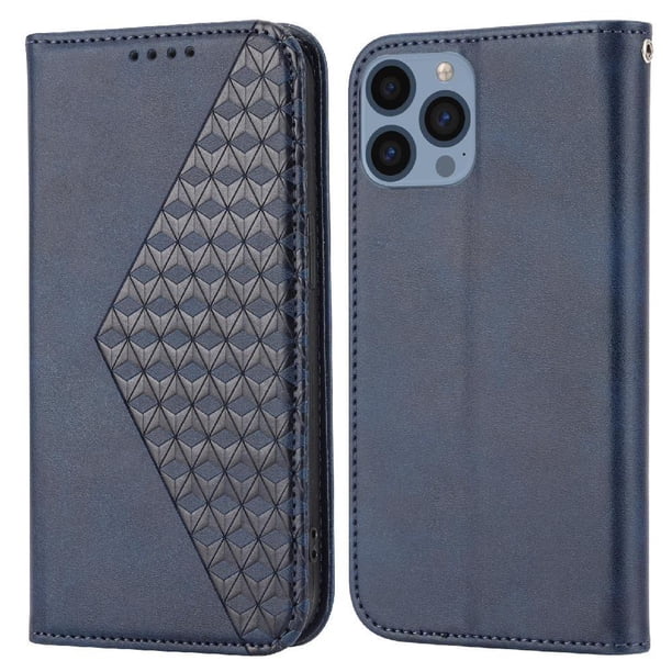 Funda Flip FOXDOCK para iPhone 13 MIni , Estilo Billetera con Diseño Rombo, Correa de Mano y Soporte, Uso Diario