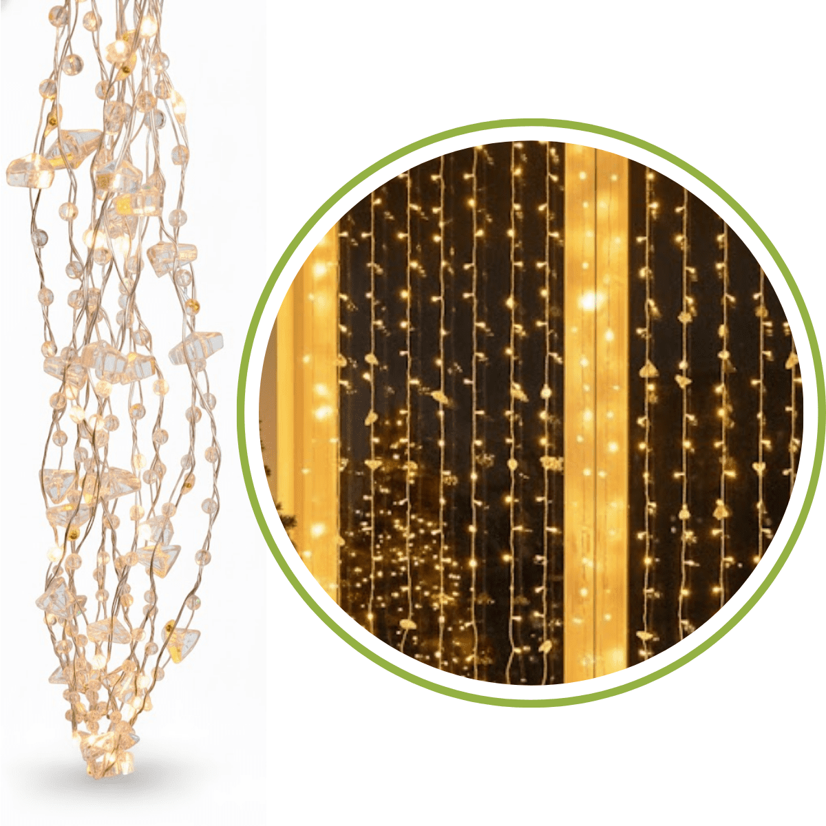 Genérica - Luces Navidad Cascada Cálida 3mx3m Diseño Esferas