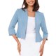thumbnail image 1 of INSPIRE CHIC Elegante Blazer Corto para Mujeres Regreso a Clases Atuendo de Maestra Abierto al Frente Sin Cuello Manga 3/4 Chaqueta de Traje de Negocios Peplum XL Azul, 1 of 6
