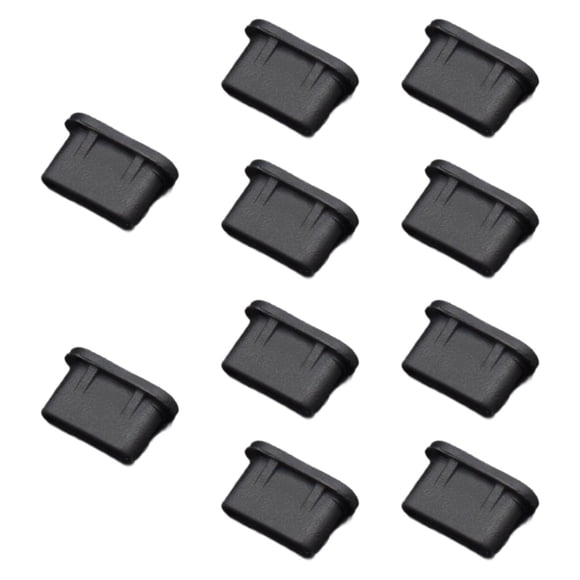 10 Tapones Antipolvo USB C, Prácticos Y Suaves Protectores De Puerto De Carga Para Teléfono, Color Negro