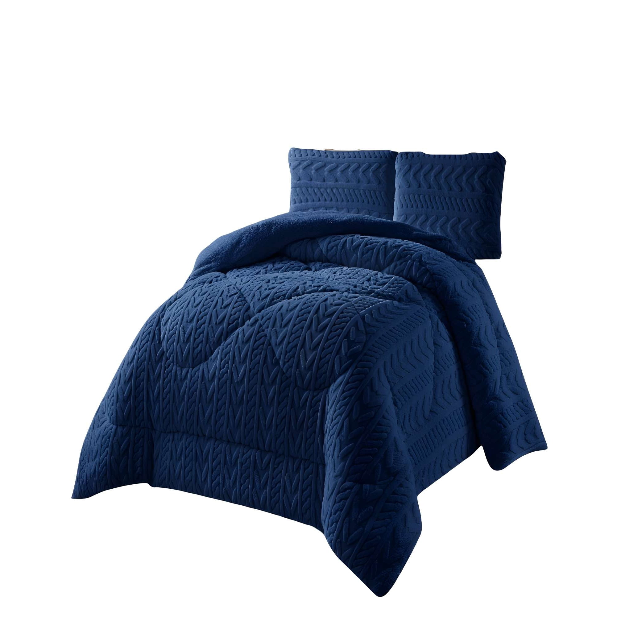 Genérico - Cobertor Sherpa Texturizado Rm King Azul O