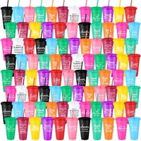 Vaso Skylety, 96 Unidades, Regalo De Agradecimiento, 700 Ml, Con Tapa Y Pajita