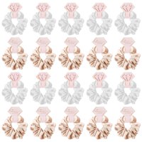 Magideal - 20 Lazos Elásticos Para El Cabello, Diademas Para Peinados Para Fiestas Nupciales, Bodas, Regalos Navideños , Champán Champán Blanco