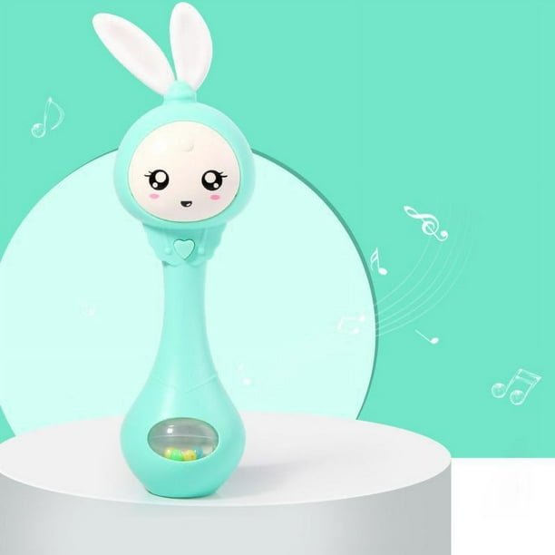 Baby Music Flashing Rattle Toys Rabbit Teether Hand Bells, Mobile Infant Stop Weep Tear Rattles Newborn Early Educational Toy