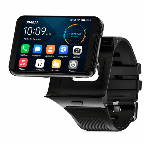 UBABAI Smartwatch Android 11 4G con Sim Nano Pantalla Táctil de 2.88" Reloj Inteligente con Llamadas Cámara Dual WiFi Bluetooth y 4GB Ram 64GB Rom