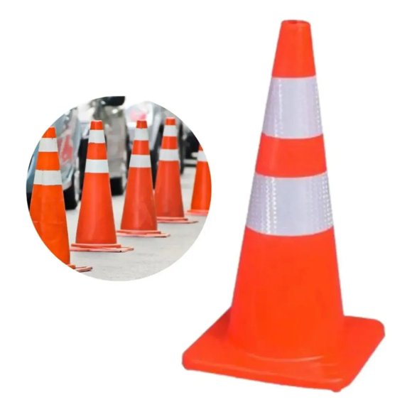 Cono de Trafico y Seguridad 70x33.5cm 2 Cintas Reflectantes