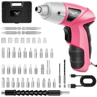 Jenabom Juego De Destornilladores Eléctricos Inalámbricos, Incluye 47 Accesorios, Con Luz Led, Kit De Reparación Eléctrico Compacto Con Carga Usb, Ideal Para Reparaciones Del Hogar, Edición Rosa