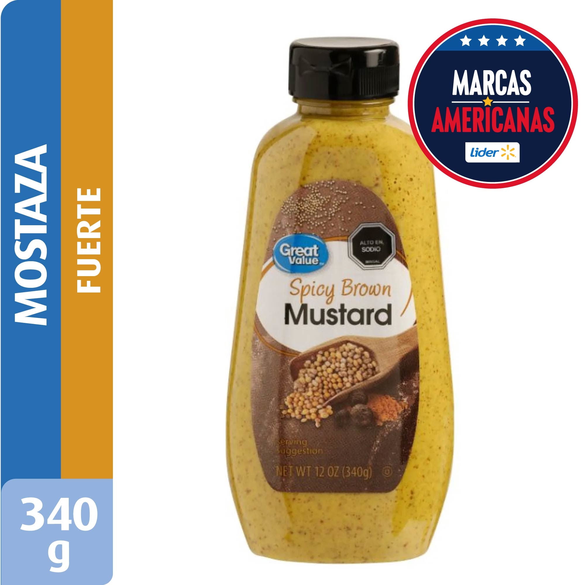 Mostaza Fuerte Spicy Brown Squeeze 340 g Great Value