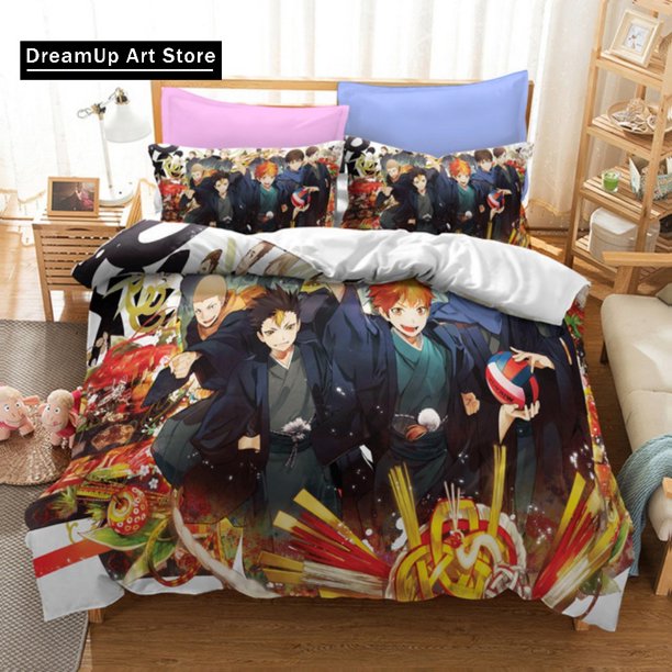 x284 Bed SheetsCartoon Anime Haikyuu Bedding Set ed Volleyball Boys Duvet Cover Set Luxury Bed Linen for Kids Teens Gift 3-Piece Bedding Set (1 Duvet Cover + 2 Pillow Shams) nj284