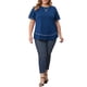 thumbnail image 2 of GRACIA Y GRANDEZA Camisetas de Verano para Mujer Tallas Grandes Manga Corta Cuello Redondo Suelto Casual Blusa de Punto Tops 2X Azul Marino, 2 of 5