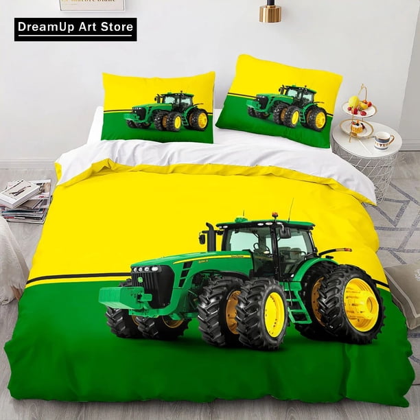 x1498 Bed SheetsFashion Tractor Kart Bedding Set Twin Duvet Cover Comforter Pillowcase Boys Girls Adults Bedroom 3-Piece Bedding Set (1 Duvet Cover + 2 Pillow Shams) nj1498