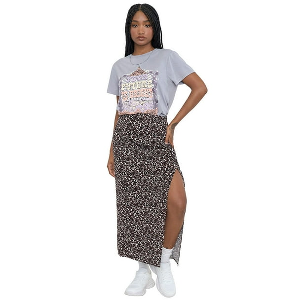 Falda Mujer Midi Animal Print Corona