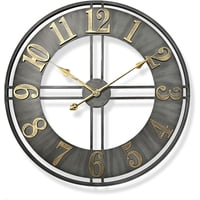Hogarly - Reloj De Pared Grande Metálico Gris Estilo Industrial 60 Cm