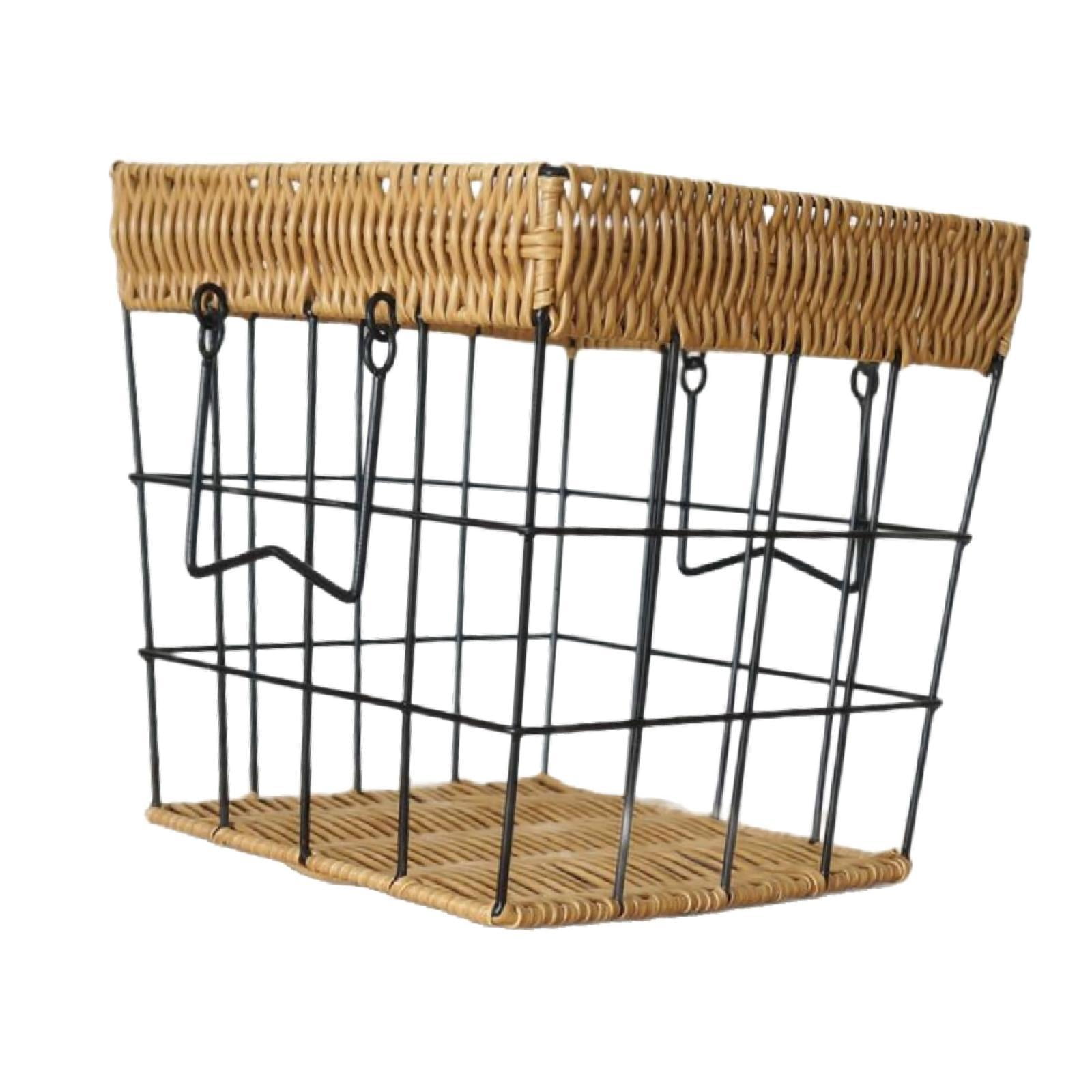 Magideal - Canasta De Almacenamiento De Hierro Con Manijas Contenedor De Servicios Públicos Organizador Portátil Práctico Bin De Almacenamiento Rústico Para Mesa