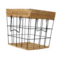 Magideal - Canasta De Almacenamiento De Hierro Con Manijas Contenedor De Servicios Públicos Organizador Portátil Práctico Bin De Almacenamiento Rústico Para Mesa