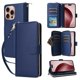 thumbnail image 4 of Funda Cartera con Cremallera y Correa para iPhone 16 Pro Soporte y Tarjetero Azul, 4 of 6