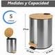 thumbnail image 4 of Papelera Bathlux Cilíndrica 5L Cubo de Basura Acero Inoxidable Y Bambú, 4 of 6