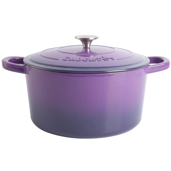 Oven Dutch Oven Crock-Pot de hierro fundido esmaltado artesanal, 7 litros, color lavanda