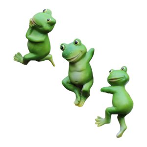 Magideal - 3 Piezas Estatuas De Ranas De Jardín Maceta Paisajismo Mini Figuras De Ranas Colgantes Estatuas Al Aire Libre Maceta De Rana Hugger Para Balcón De La