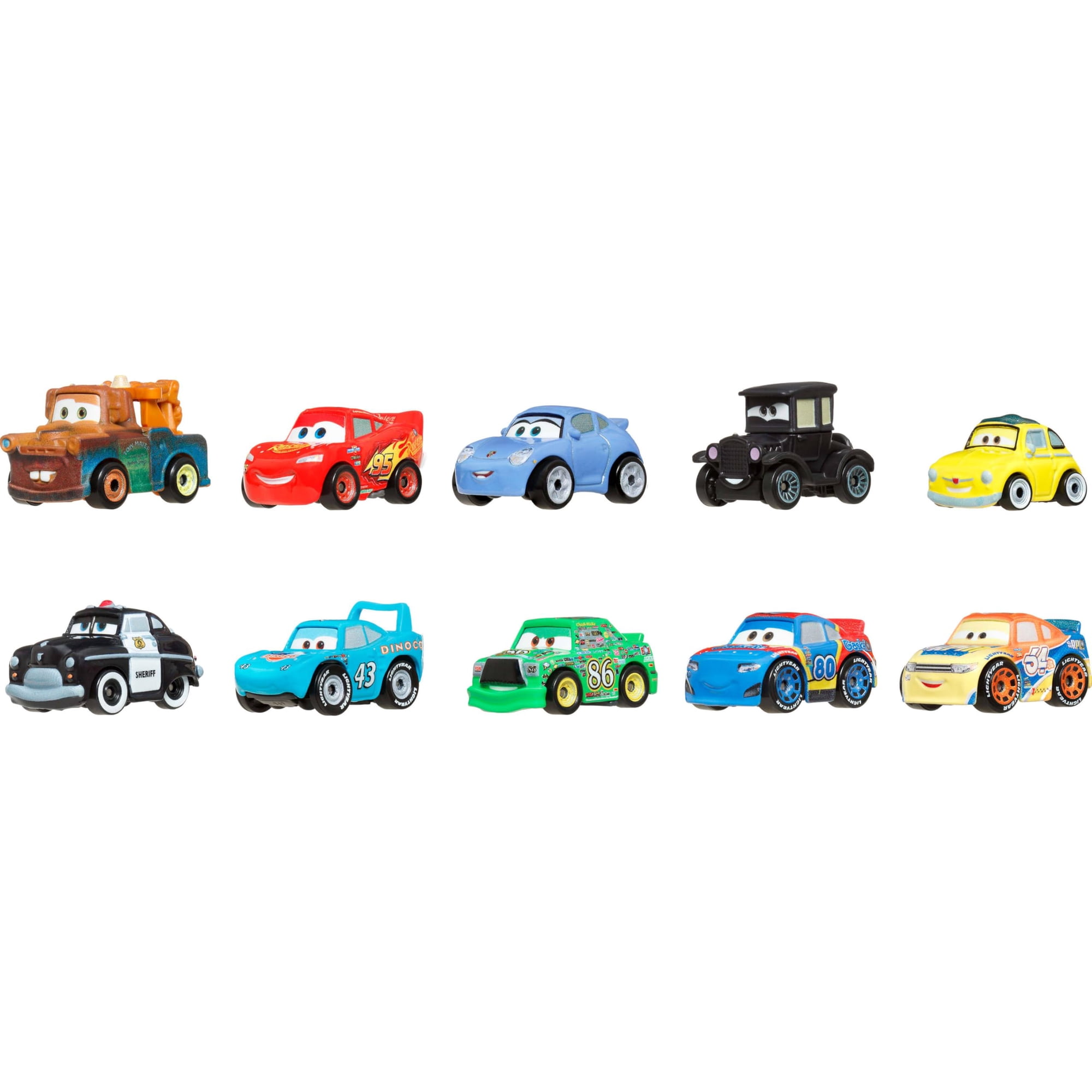Vehículos De Juguete Mattel Disney Pixar Cars, Paquete De 10 Minicarreras
