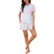 thumbnail image 2 of INSPIRE CHIC Conjuntos de Pijama de Manga Corta para Mujer con Bolsillos, Suave Ropa de Dormir con Botones y Pantalones Cortos con Cintura Elástica L Tie-dye Rosa, 2 of 6