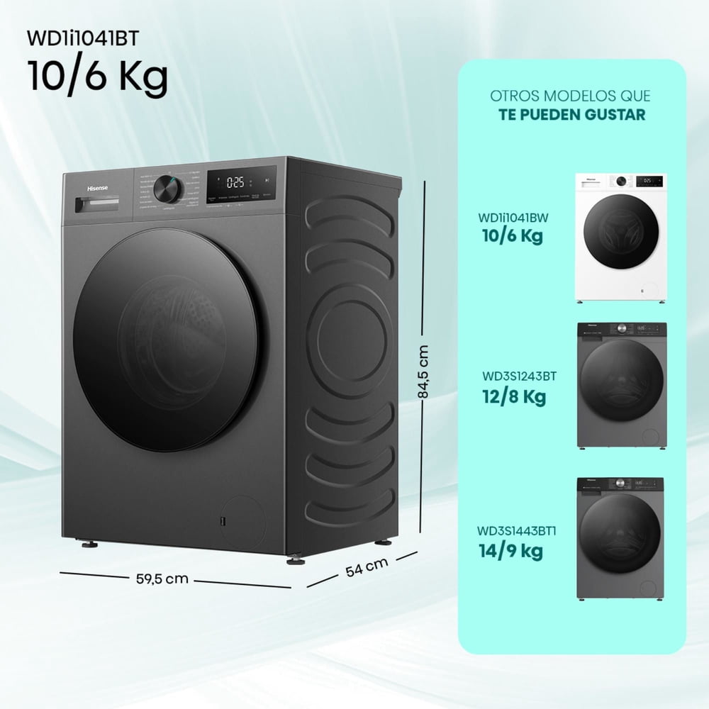 Hisense WD1I1041BT 10/6 kg Titanium, foto 13