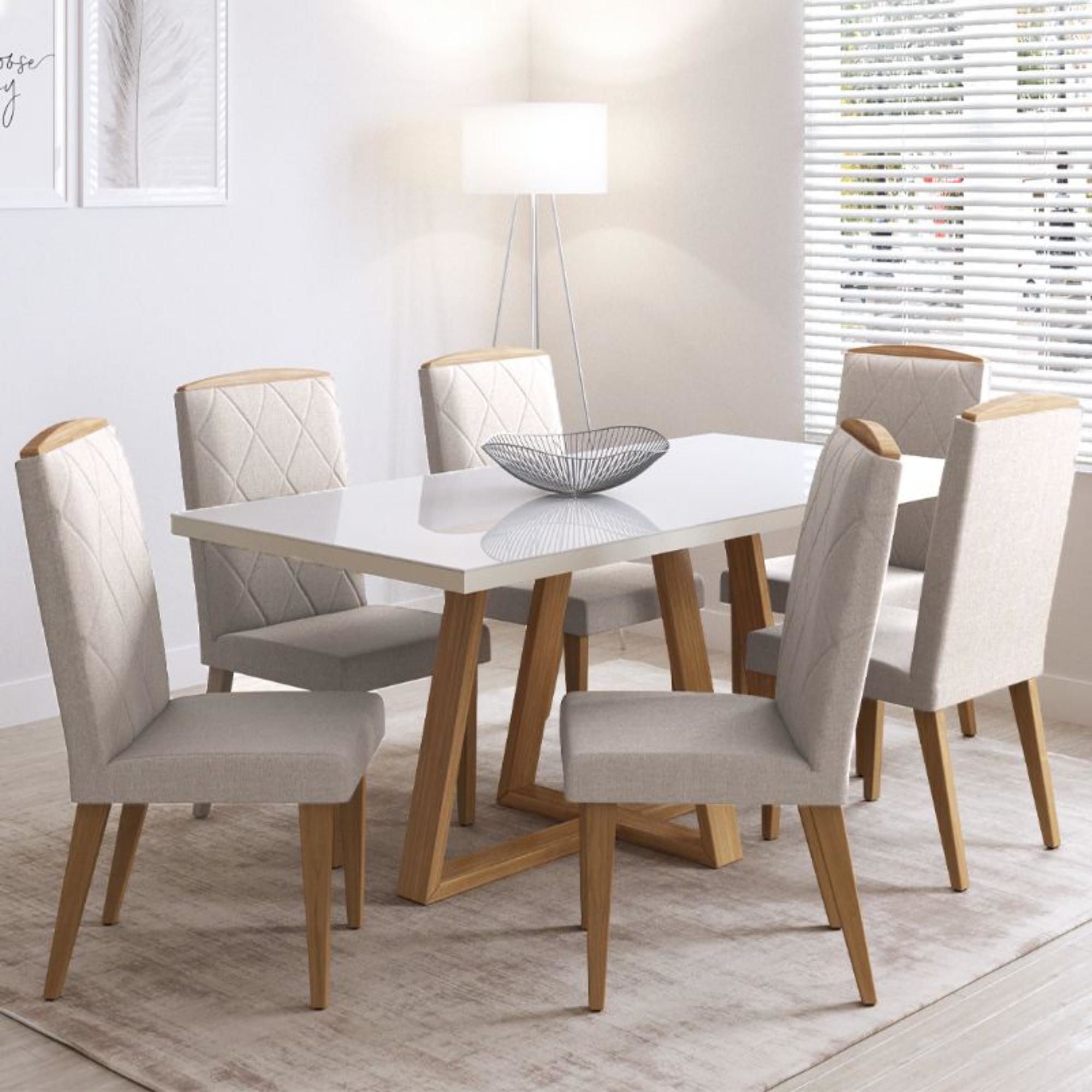 Decocasa - Comedor Mara 1.8 Ow 6 Sillas Daisy Blanco - Natural