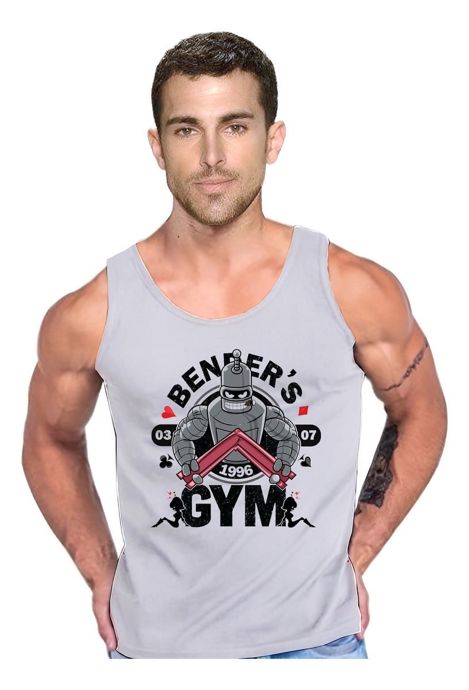 Persodesign - Polera Diseño Robot Gym Ben Musculosa Tank Gym Talla 2Xl Gris Hombre