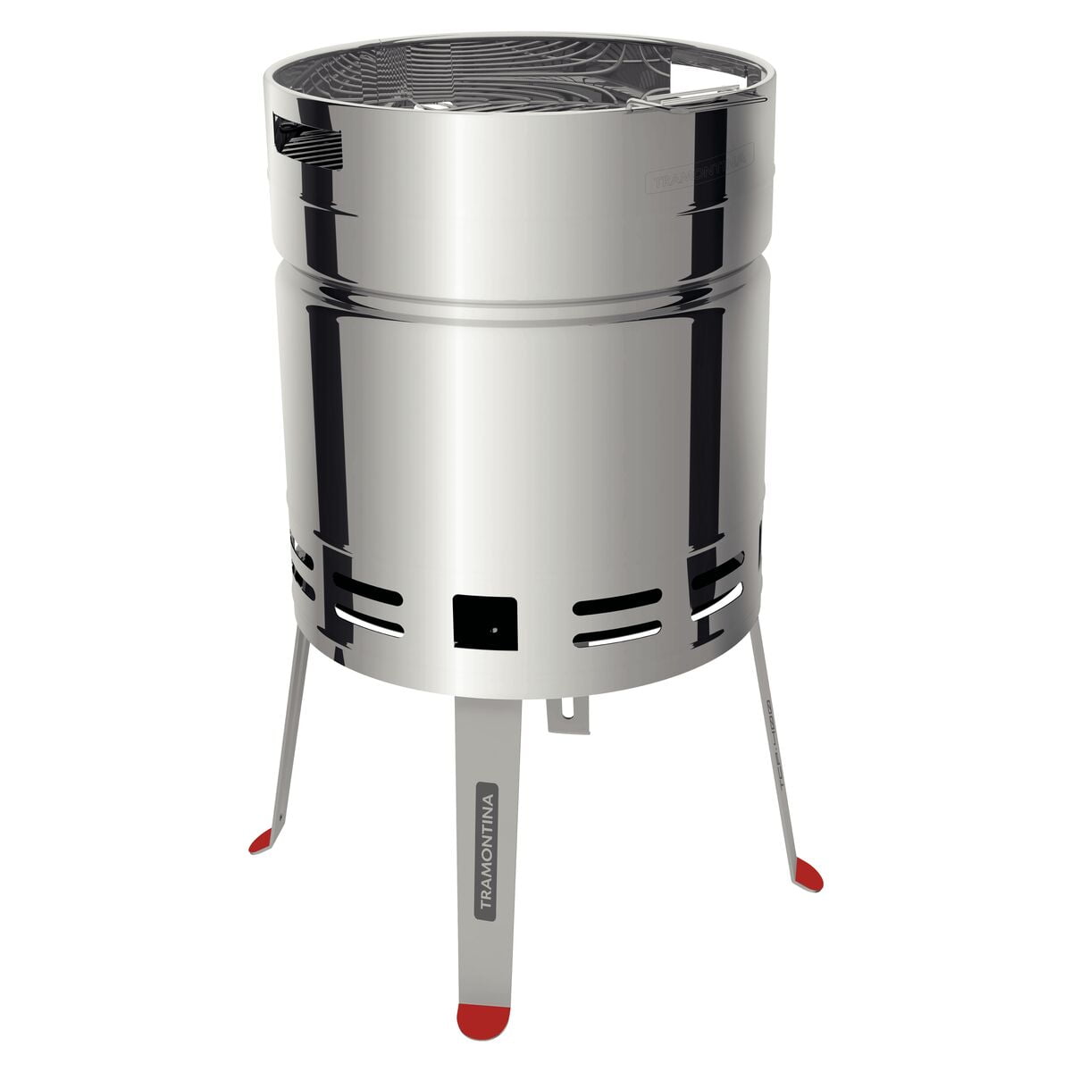 Grill A Carbón Tramontina Tcp 400 De Acero Inoxidable Con Bandeja Para Carbón De Acero Esmaltado