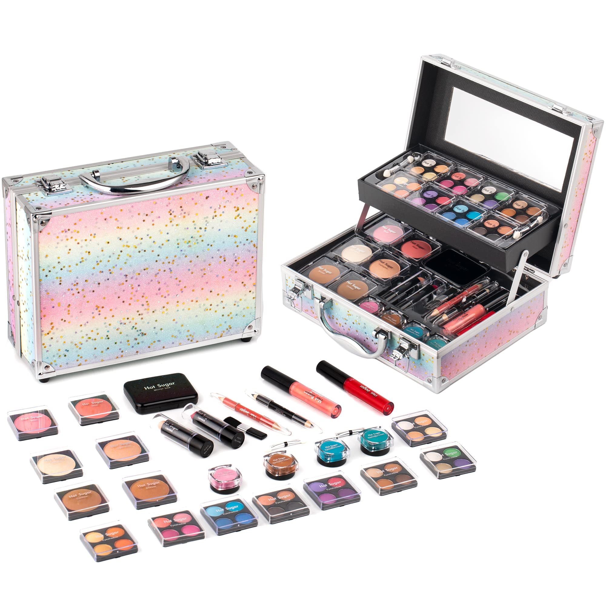Kit De Maquillaje Hot Sugar Completo Con Funda Rainbow Train Para Mujer