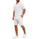 thumbnail image 5 of INSPIRE CHIC Conjunto de 2 Piezas para Hombre Camisa de Manga Corta y Pantalones Cortos de Playa Conjuntos Texturizados a Rayas M Blanco, 5 of 6
