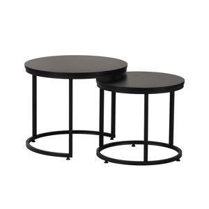 Set 2 Mesas De Centro Relan Redondas Encastrables Color Negro