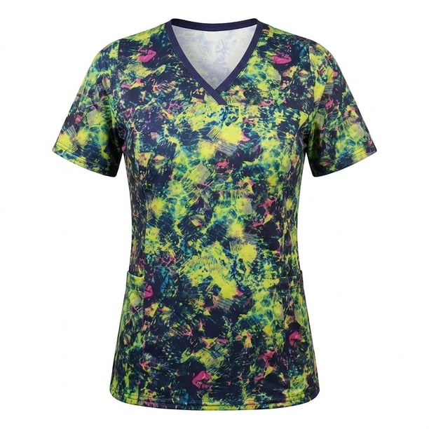 Delantal Mujer tela elasticada estampada. Combina con Azul Marino - Art. 2223