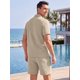 thumbnail image 3 of INSPIRE CHIC Conjunto de 2 Piezas para Hombre Camisa con Botones y Pantalones Cortos con Cordón XL Caqui, 3 of 5
