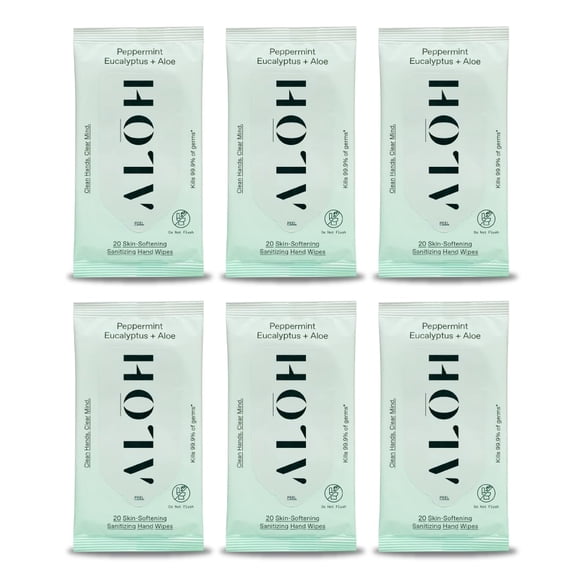 Toallitas desinfectantes para manos ALOH Peppermint Eucalyptus 120 toallitas