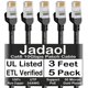 thumbnail image 1 of Cable Ethernet Jadaol Cat6 3 pies (91 cm) paquete de 5 10 Gbps negro, 1 of 9