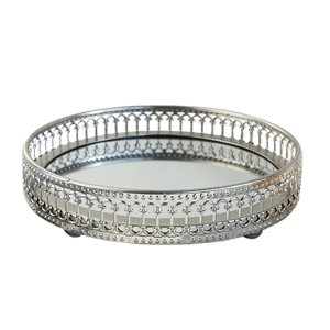 Magideal - Bandeja De Joyería Y Cosméticos, Bandeja Decorativa Adornada, Bandeja Para Servir, Organizador De Baratijas De Joyería, Bandeja Para Baño, Dormitorio, Redondo S