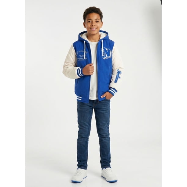 Chaqueta Varsity Bomber Acolchada Capucha Urbana Desmontable