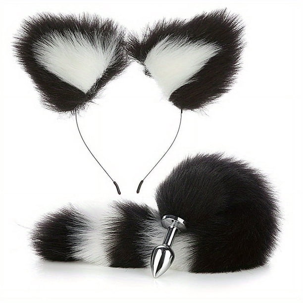 2pcs Set Sexy Anal Plug Toy, Fox Tail Design Sex Toys For Orgasm Pleasure For Men Women Couple