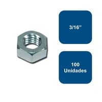 Anclajes - Tuerca Hexagonal Grado 2 Zincada 3/16"" 100Un.