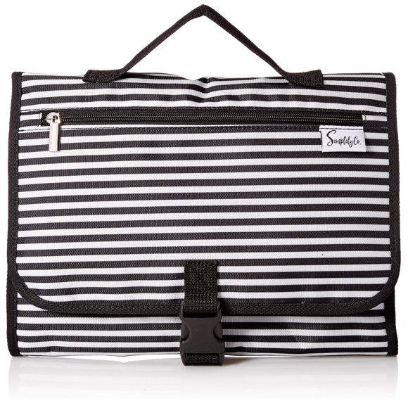 Bolsa organizadora de aseo de viaje Simplily Co. Colgante a rayas blanco y negro
