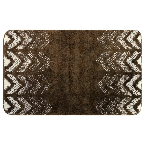REGALWOVEN Uxcell Alfombra de Baño Absorbente, Alfombra de Baño con Patrones Geométricos, Alfombra Antideslizante para Cocina, Ducha, Marrón 20" x 32"
