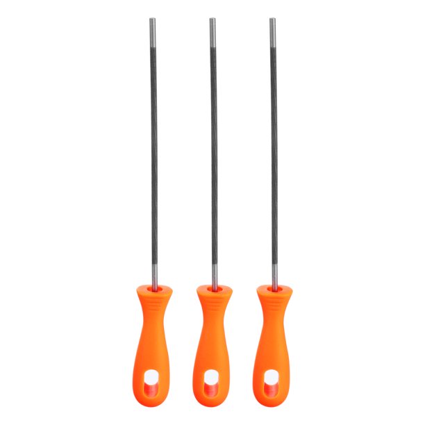 Uxcell 3pcs Lima para Motosierra 11/64"(4.5mm) Acero Cromado Doble Corte Raspado Redondo con Mango de Plástico para Pulido de Motosierra