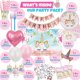 thumbnail image 3 of Set de decoración de fiesta Unicornio de cumpleaños oneBest, 3 of 9