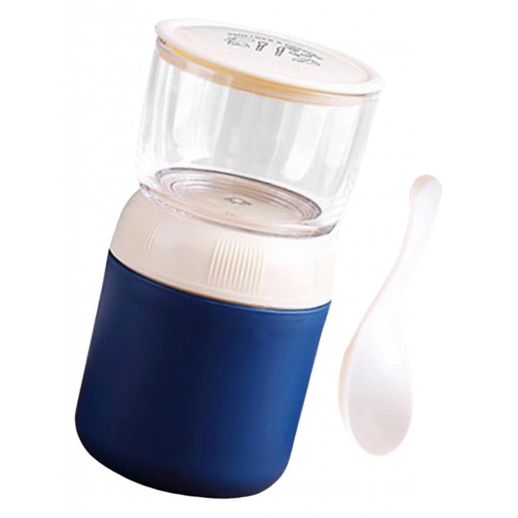 Magideal - Contenedor De Yogur Contenedor De Comida Aislado Cuchara Contenedores De Portátil Acero Inoxidable Para Sopa , Azul