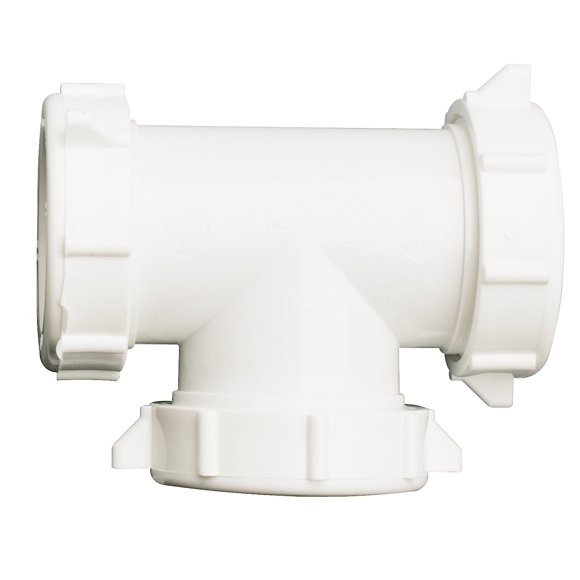 Drain Coupling Tee Plumb Pak PP55-6W, junta deslizante de 1.5 pulgadas, blanca
