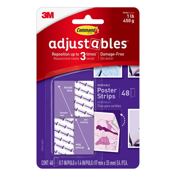 Poster Strips Command Adjustable, paquete económico de 48 tiras