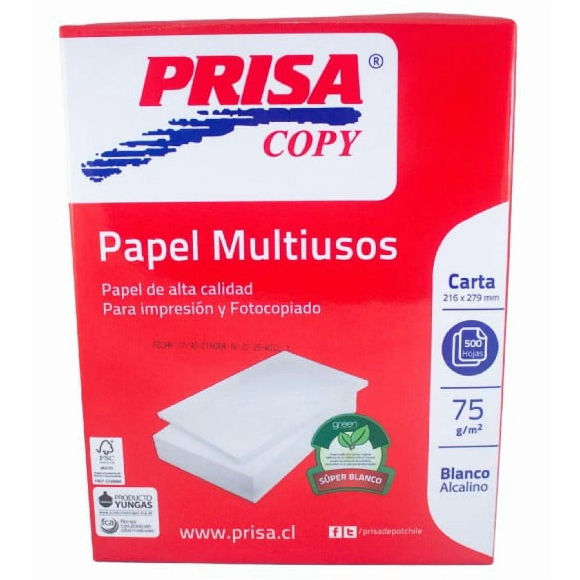 Resma Papel Tipo Carta Prisa - 500 Hojas - 75 Gr