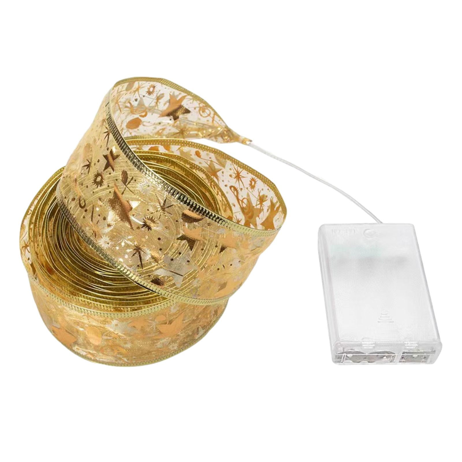 Magideal - Luces Led De Cinta Para De Navidad, Iluminación Led De Navidad, Luces De Hadas De Cinta Navideña, Para Habitación, Interior, Fiesta De Escalera Oro Con Destello