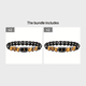 thumbnail image 1 of Natural Tiger Eye Stone 26 Letters Obsidian Elastic Rope Bracelet For Men, 1 of 5